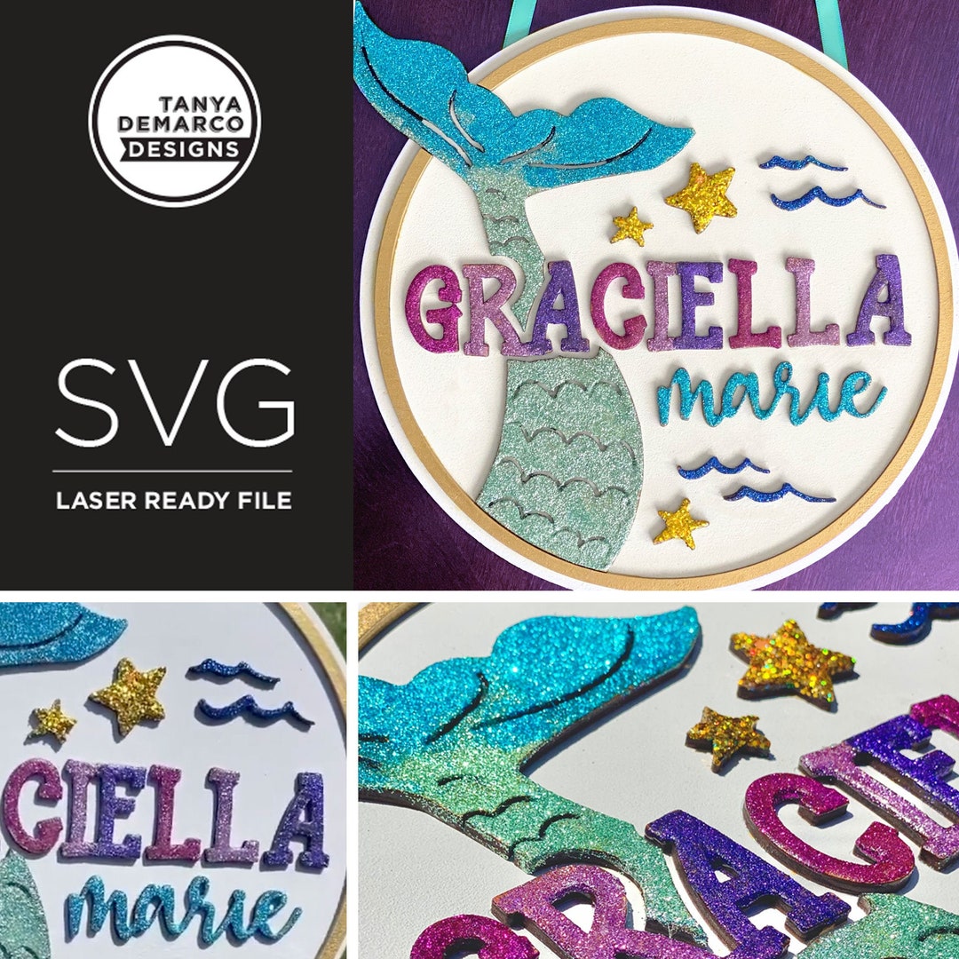 Mermaid Door Hanger SVG File: Laser Cut Girl's Sign - Etsy