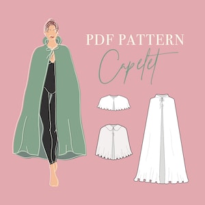 CAPELET SEWING PATTERN - Size xxs-xxxl - Reversible Cloak Pattern Pdf instant download - cosplay hooded cape