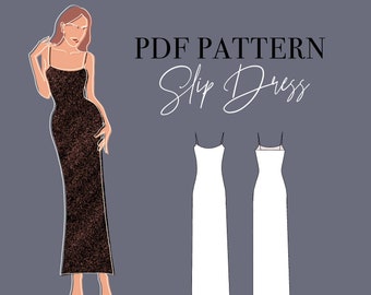 SLIP DRESS PATTERN -  Sewing Pattern Dress in different lengths: Mini, Midi, Maxi Lengths - Printable Pdf