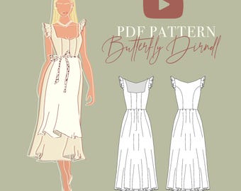 SCHMETTERLINGS-DIRNDL-MUSTER - Traditionelles Dirndl Mieder digitales Schnittmuster - Größe xxs-xxl - A4, Letter & A0 Formate