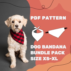 DOG BANDANA PATTERN - Bundle Pack Sew your own Reversible Dog Bandana with our Pdf Sewing Pattern Size xxs-xl