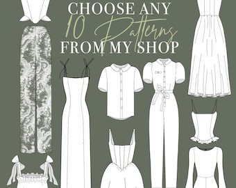 PATTERN BUNDLE Choose Any 10 Sewing Patterns | Custom Pdf Pattern Pack | Pick Your Own Bundle | DIY Sewing Pdf Download | Sewing Pattern
