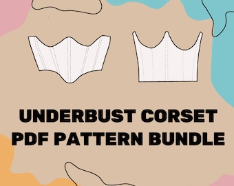 UNDERBUST CORSET PATTERN Bundle Pack // Underbust Corset Belt Pattern Pdf digital Sewing Pattern for Women Eu Size 32-44/ Us xxs-L