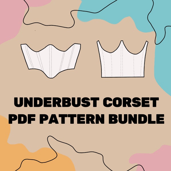 UNDERBUST CORSET PATTERN Bundle Pack // Underbust Corset Belt Pattern Pdf digital Sewing Pattern for Women Eu Size 32-44/ Us xxs-L