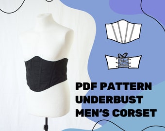 MEN'S UNDERBUST CORSET Pattern  // Pdf Sewing Pattern for Men // Eu Size 44-58 // Male corset pattern