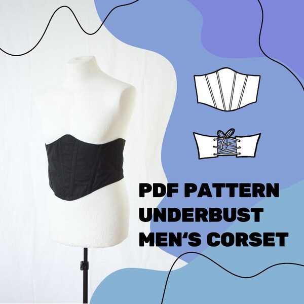 MEN'S UNDERBUST CORSET Pattern  // Pdf Sewing Pattern for Men // Eu Size 44-58 // Male corset pattern