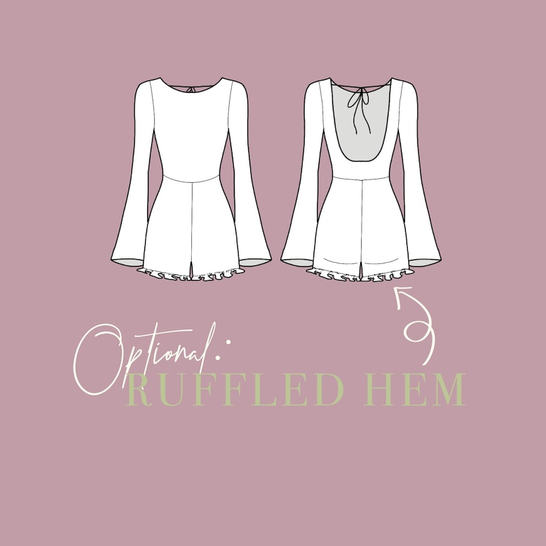 Flared Backless Jumpsuit Sewing Pattern Short