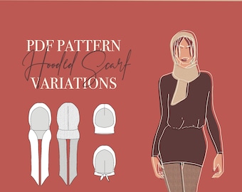 HOODED SCARF BALACLAVA Sewing Pattern – 5 Variations | One Size | Pdf A4, Letter & A0 | Hooded Wrap | Front-Closed Hood | Instant Download