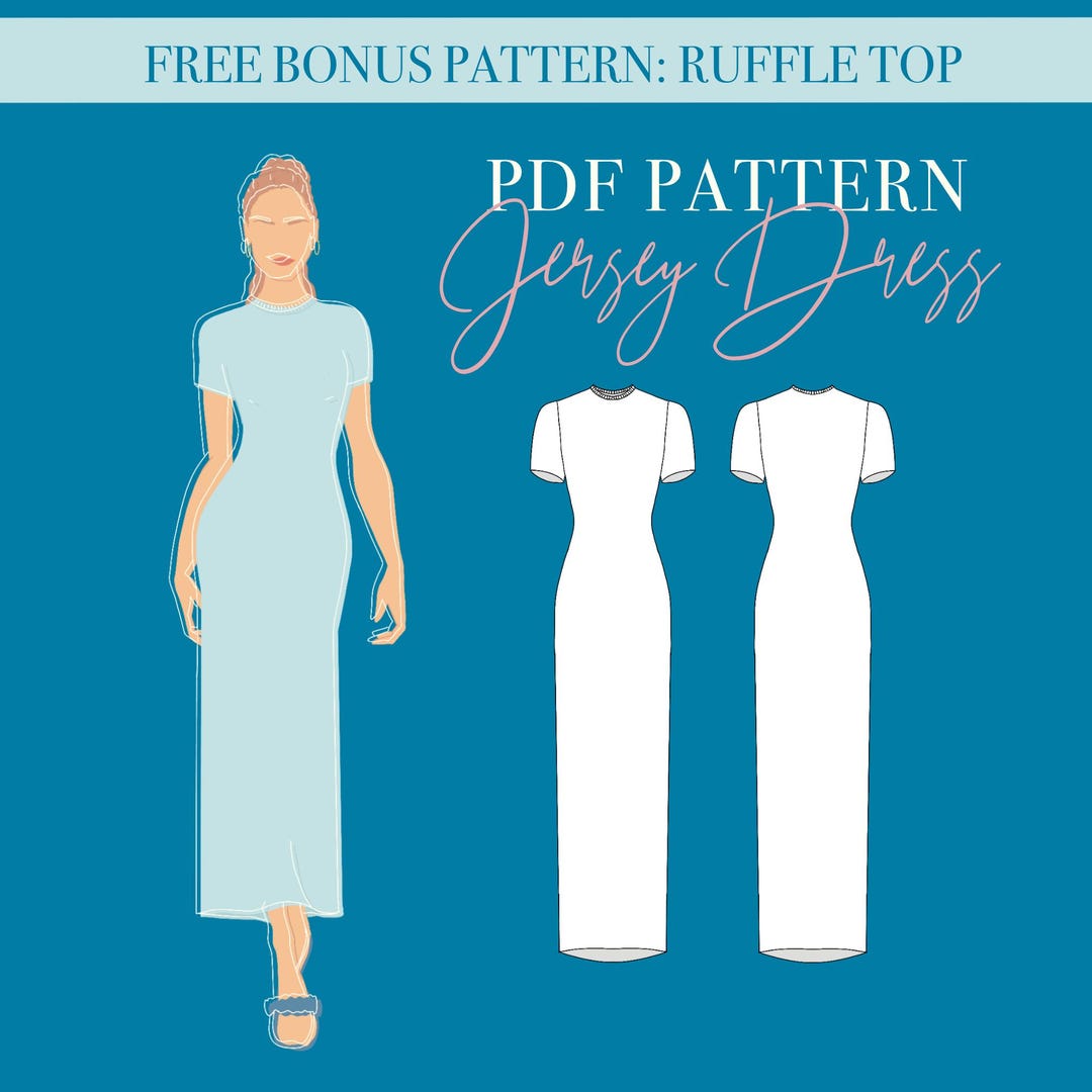PATTERN Basic Jersey T-shirt Dress Sewing Pattern PDF  Digital Download  for A4, A0, and Letter Formats  Tight-fitting Dress Size 32-48 - Etsy
