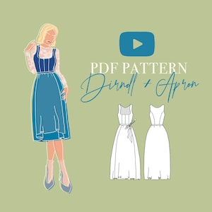 DIRNDL + APRON PATTERN - Munich style Bodice with Zipper option- Eu Size 32-44 / Us Size xxs-Xl / Apron Sewing Pattern for Oktoberfest