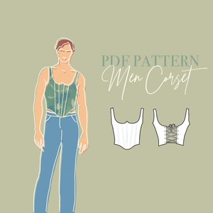 MEN&#39;S CORSET Pattern // Pdf Sewing Pattern Corset Top for Male // Eu Size 44-58/ Us size xxs-xl