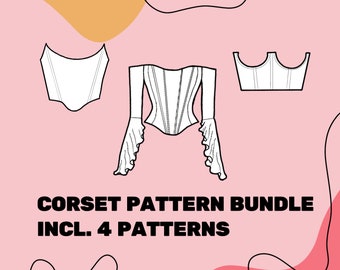 CORSET PATTERN BUNDLE - Corset Top Sewing Pattern including 4 Sewing Patterns for Women - Eu Size 32-44/ Us size xxs-L - instant download