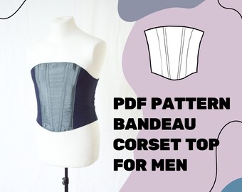 MEN'S CORSET PATTERN // Pdf Sewing Pattern Bandeau Corset Top for Male // Eu size 44-58/ Us size xxs-xl