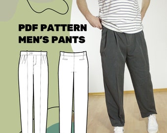 MENS PANTS Sewing Pattern - Men's carrot pants digital sewing pattern size xxs-xl - instant download
