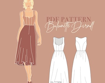 DIRNDL PATTERN - BALCONETTE Style Bodice with Zipper option- Eu Size 32-48/ Us Size xxs-xxl / + Apron Cutting Instructions