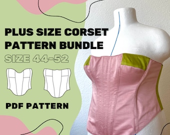 PLUS SIZE PATTERN: Bandeau Corset Top Sewing Pattern Pdf | Sizes Eu Size 44-52 | Two Variations Included