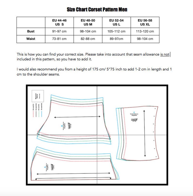 MEN'S CORSET PATTERN // Pdf Sewing Pattern Bandeau Corset Etsy