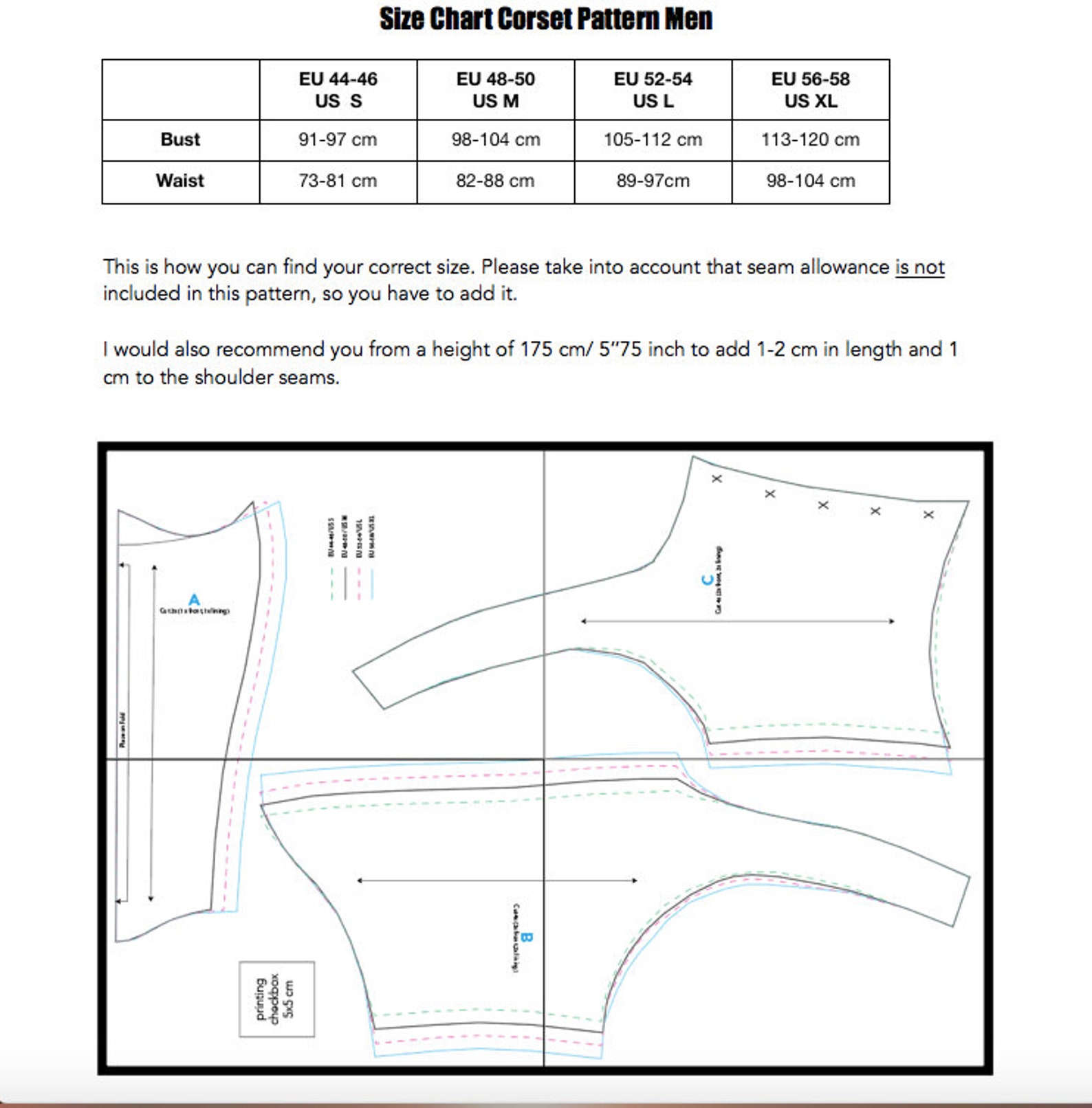 MEN'S CORSET Pattern // Pdf Sewing Pattern Corset Top for Etsy