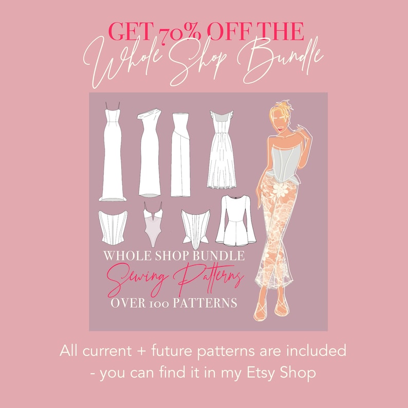 JUMPSUIT ROMPER PATTERN: Backless Flared Jumpsuit Long Sleeve Pdf Sewing Pattern – Sizes 32-48 – A4, A00 & Letter Format – Digital Download image 4