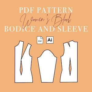 WOMEN&#39;S PATTERN BLOCK - Basic Bodice and Sleeves Pattern Size 32-48 - digital Sloper for women&#39;s clothing- adobe illustrator file
