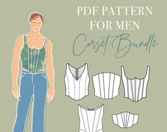 MENs CORSET PATTERN Bundle -  including 5 different men's corset sewing patterns  Eu Size 44-58/ Us xs-xl