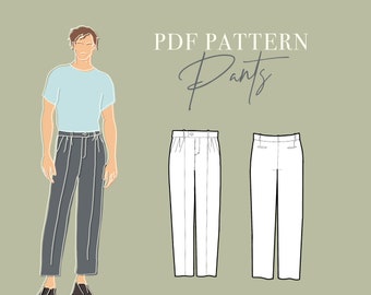 MENS PANTS Sewing Pattern - Men's carrot pants digital sewing pattern size xxs-xl - instant download