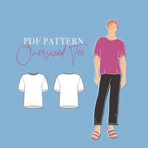 PATTERN MAN&#39;S T-SHIRT Pattern - Oversized, Basic Tee Pdf (A4, Letter, A0) - Men Basic Shirt Sewing Pattern