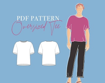 PATRÓN CAMISETA HOMBRE Patrón - Camiseta básica extragrande en PDF (A4, Carta, A0) - Patrón de costura de camisa básica para hombre