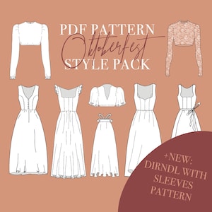 SEWING PATTERN BUNDLE - Dirndl Style Pack | Pdf Pattern Pack with 5 Dirndl  - 3 Blouse & 1 Apron PatternSizing 32-48 - A0, A4 and Letter