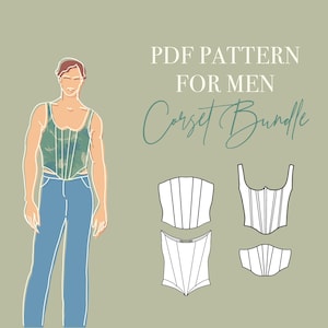 MENs CORSET PATTERN Bundle -  including 4 different men&#39;s corset sewing patterns  Eu Size 44-58/ Us xs-xl