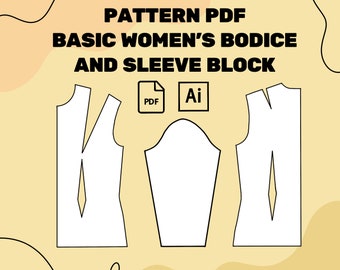 WOMEN'S PATTERN BLOCK - Basic Bodice and Sleeves Pattern Size xxs-xxl