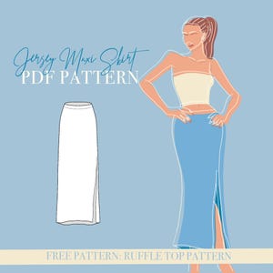 JERSEY SKIRT PATTERN - Basic Maxi Skirt Sewing Pattern Pdf - Instant Download - A4, Letter & A0 - Us sizingxs-xxl