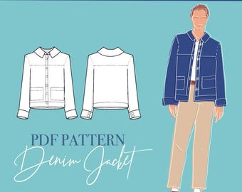SCHNITTMUSTER Schnitt Jeansjacke für Männer - Digitales Schnittmuster Jeansjacke - A4, Letter & A0 - Größe xxs-xxl - Unisex