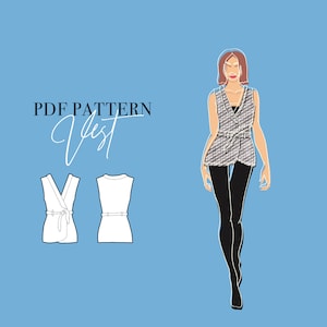 Women&#39;s Coat Vest Sewing Pattern PDF | Waist Belt Included | Sizes XXS-XXL | Printable A4 & Letter