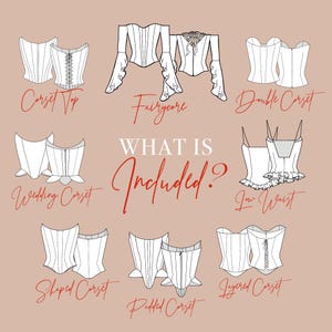 SEWING PATTERN BUNDLE - Corset Pattern Style Pack | Pdf Pattern Bundle with 8 Corset Sewing Patterns | Sizing 32-48 - A0, A4 and Letter image 2