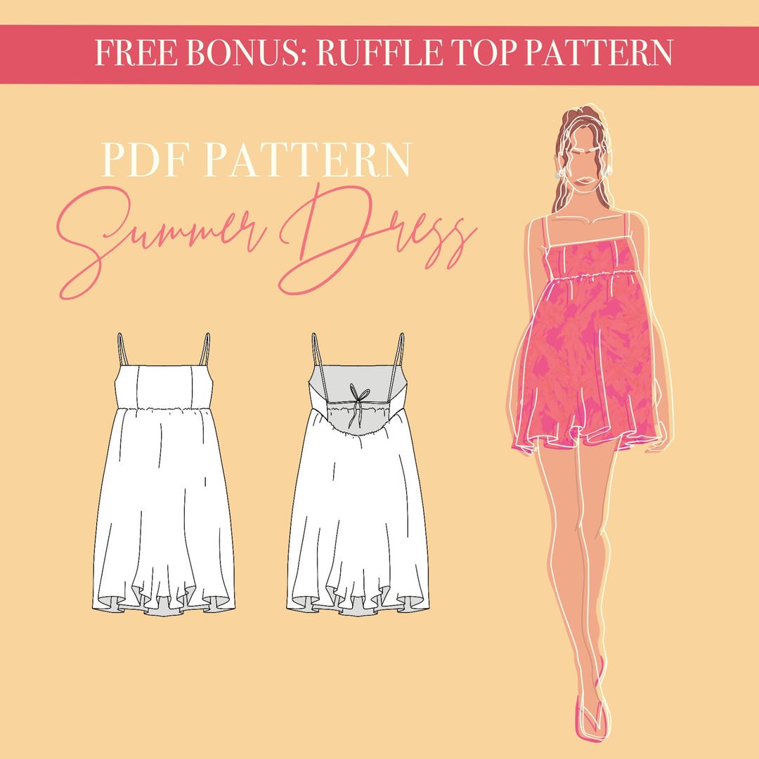PDF Sewing Pattern – Backless Ruffle Dress | Summer Dress Sewing ...