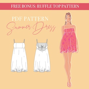 PDF Sewing Pattern – Backless Ruffle Dress | Summer Dress Sewing Pattern | Eu 32-48, UK 4-20, US 0-16 | A4, Letter & A0