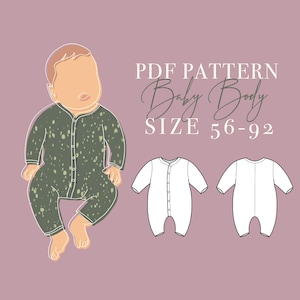 SEWING PATTERN Newborn -Toddler Bodysuit – Baby Romper PDF Pattern | Sizes 56-92 | Digital Download | A4, Letter & A0