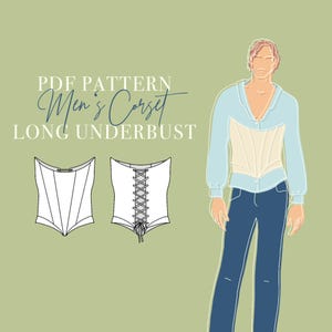 MEN'S WAIST CORSET Pattern  // Pdf Sewing Pattern for Men // Eu Size 42-58 // Male corset pattern - with zipper and lace up option