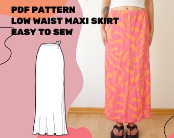 MAXI SKIRT PATTERN - Very easy to sew maxi skirt pdf sewing pattern - Eu size 32 - 46