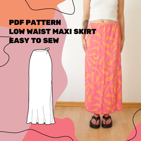 MAXI SKIRT PATTERN - Very easy to sew maxi skirt pdf sewing pattern - Eu size 32 - 46