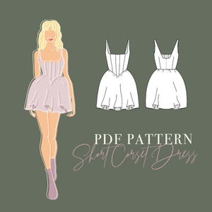 MOTIF DE ROBE CORSET Pdf | Pointures 32-48 | A00, A4 et lettre | 3 options de jupes | Instructions de couture avancées | Patron de couture numérique