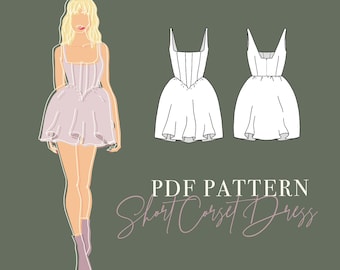 MOTIF DE ROBE CORSET Pdf | Pointures 32-48 | A00, A4 et lettre | 3 options de jupes | Instructions de couture avancées | Patron de couture numérique