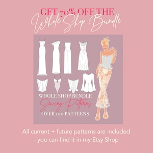 Draped Bandeau Wedding Dress Sewing Pattern PDF | with Corset Boning Sizes XXS-XXL | Printable A4, A0 & Letter | Basis for Alterations image 6