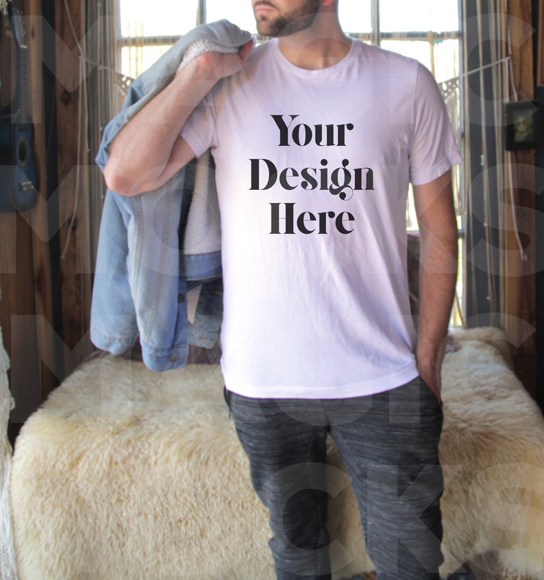 Download Model Mockup Men Bella Canvas 3001 Mockup Tshirt Mock up ...
