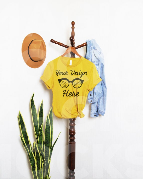 Download Art Collectibles Clip Art Hanging Mustard Shirt Mockup 3001 Mustard Mockup Mustard Layflat Bella Canvas 3001 Mockup Mustard Bella Canvas Mockup