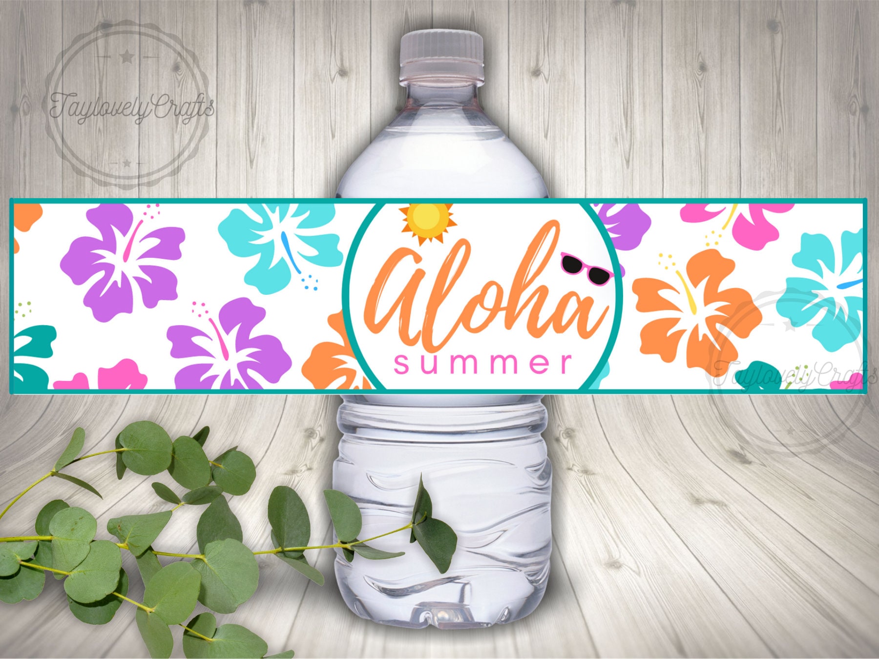 Luau Party Water Bottle Labels Luau Theme Birthday Party Decorations Summer Decorations Instant Digital Download