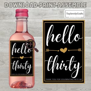 30th Birthday Mini Wine Bottle Labels, 30th Birthday Decorations, Perfect for Mini Sutter Home Wine, Digital Download