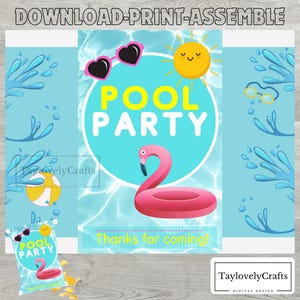 Pool Party Chip Bag Wrappers,  Pool Party Theme Chip Bag Labels, Pool Party Birthday Decorations, Instant Digital Download.