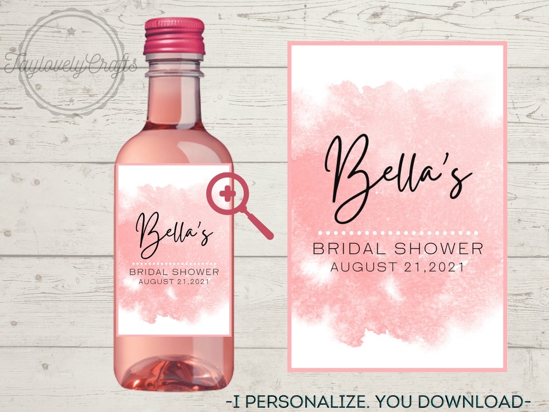 Bridal Shower Mini Wine Bottle Labels, Bridal Shower Favor, Bridal ...